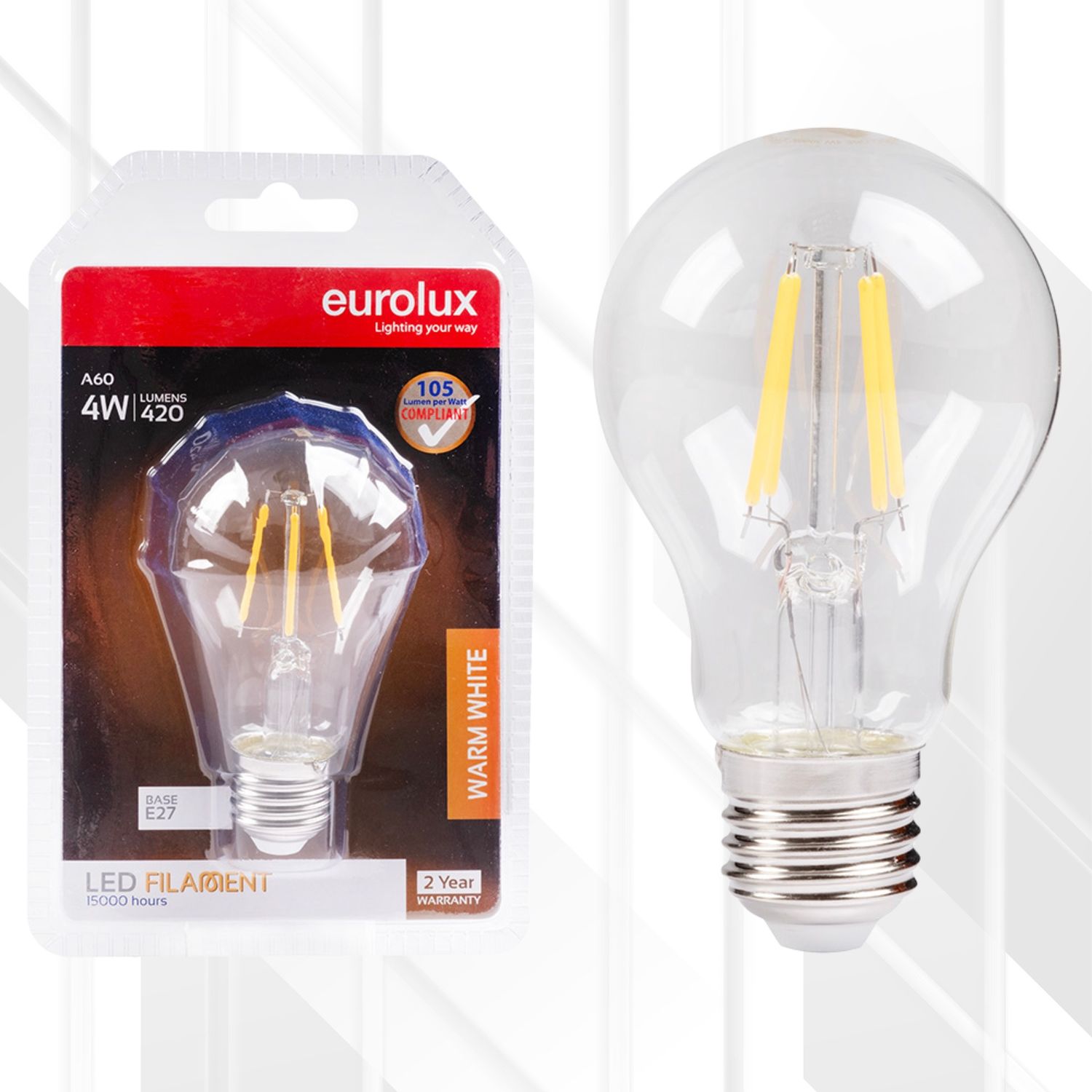 A60 Filament Clear 4W LED E27 3000K
