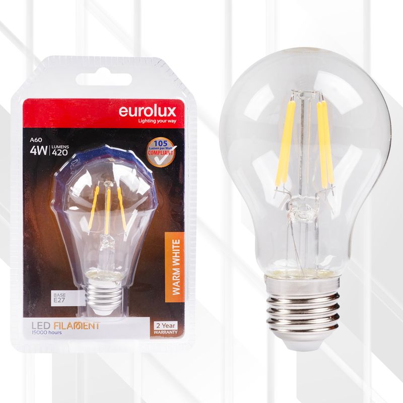 A60 Filament Clear 4W LED E27 3000K