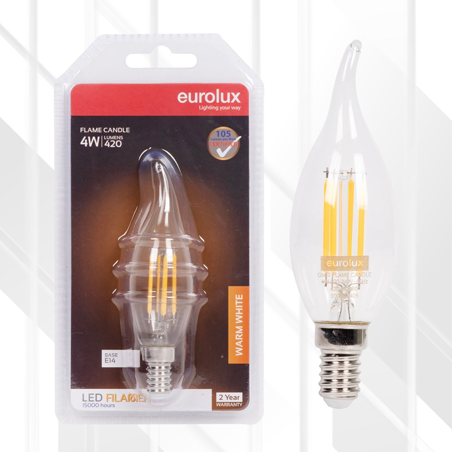 Candle Filament Flame 4W LED E14 3000K