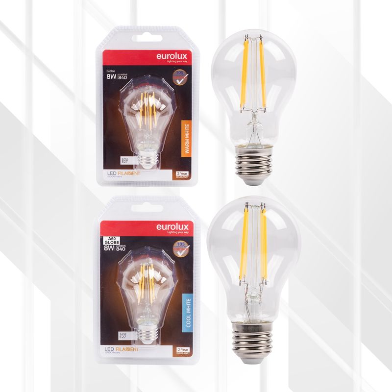 A60 Fliament Clear 8W LED E27