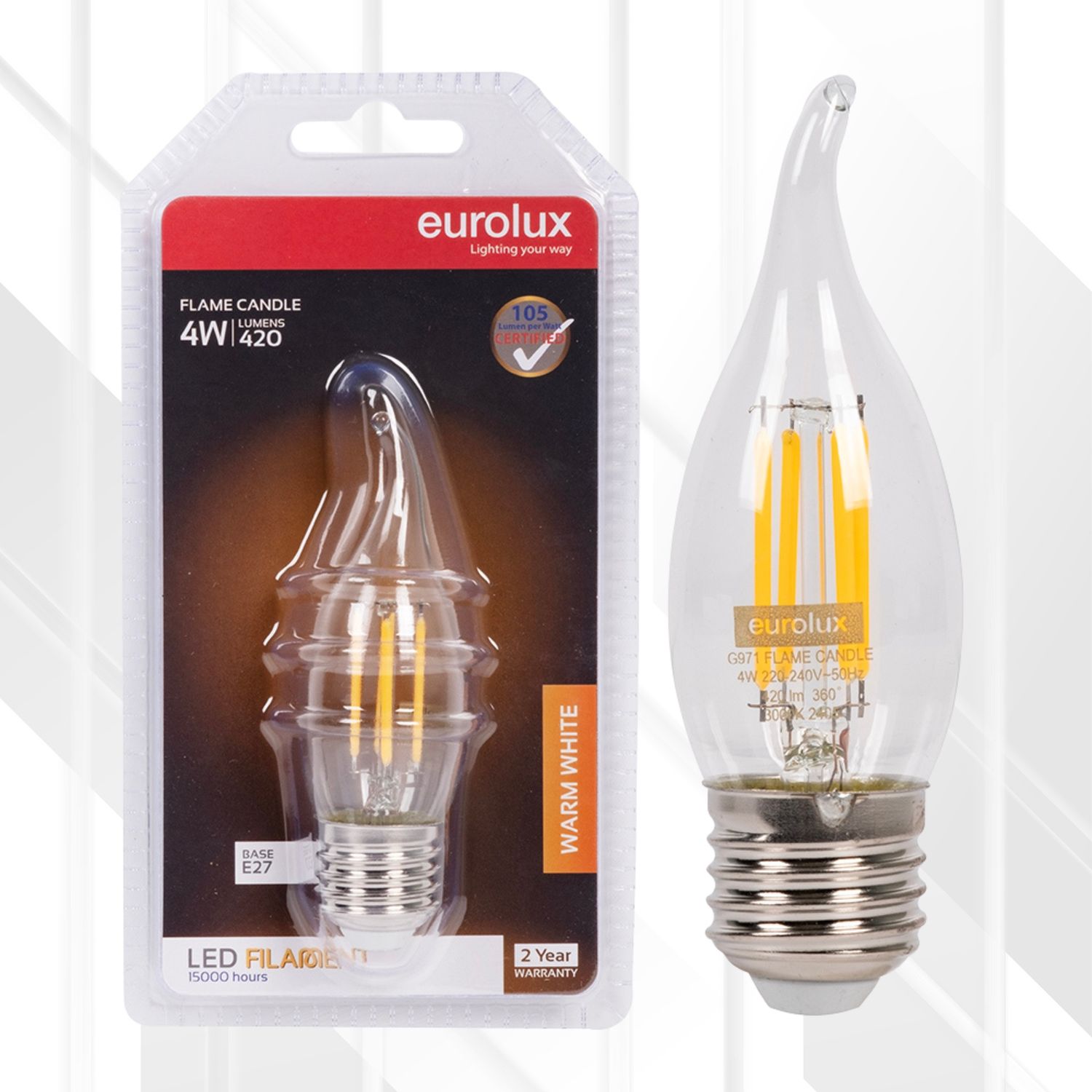 Candle Filament Flame 4W LED E27 3000K