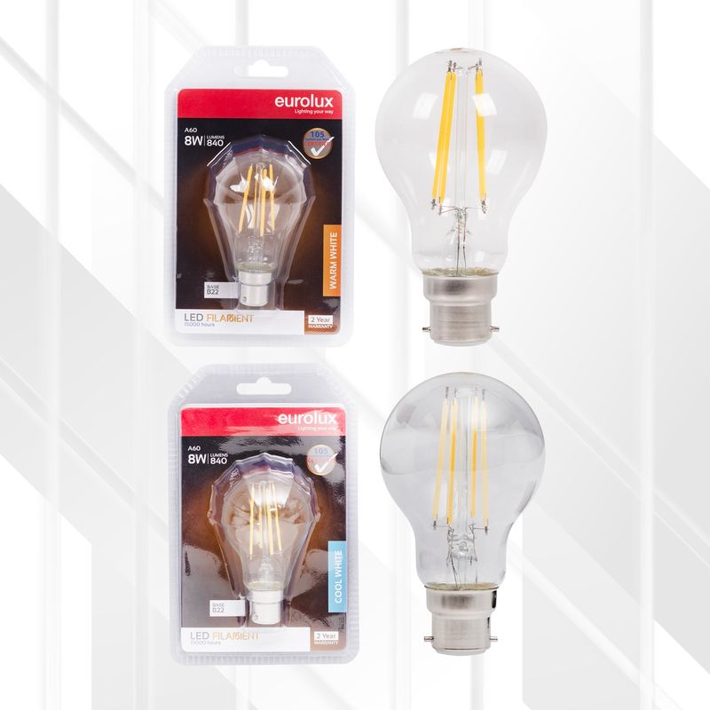 A60 Filament Clear 8W LED B22
