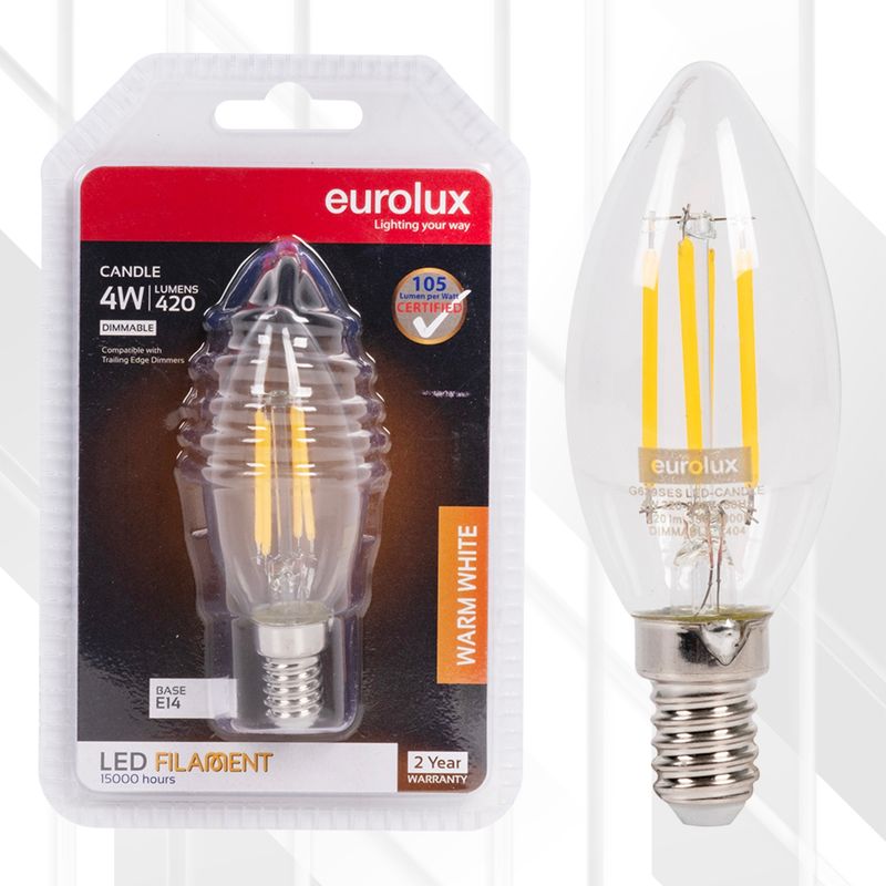 Candle Filament 4W LED E14 3000K Dimmable