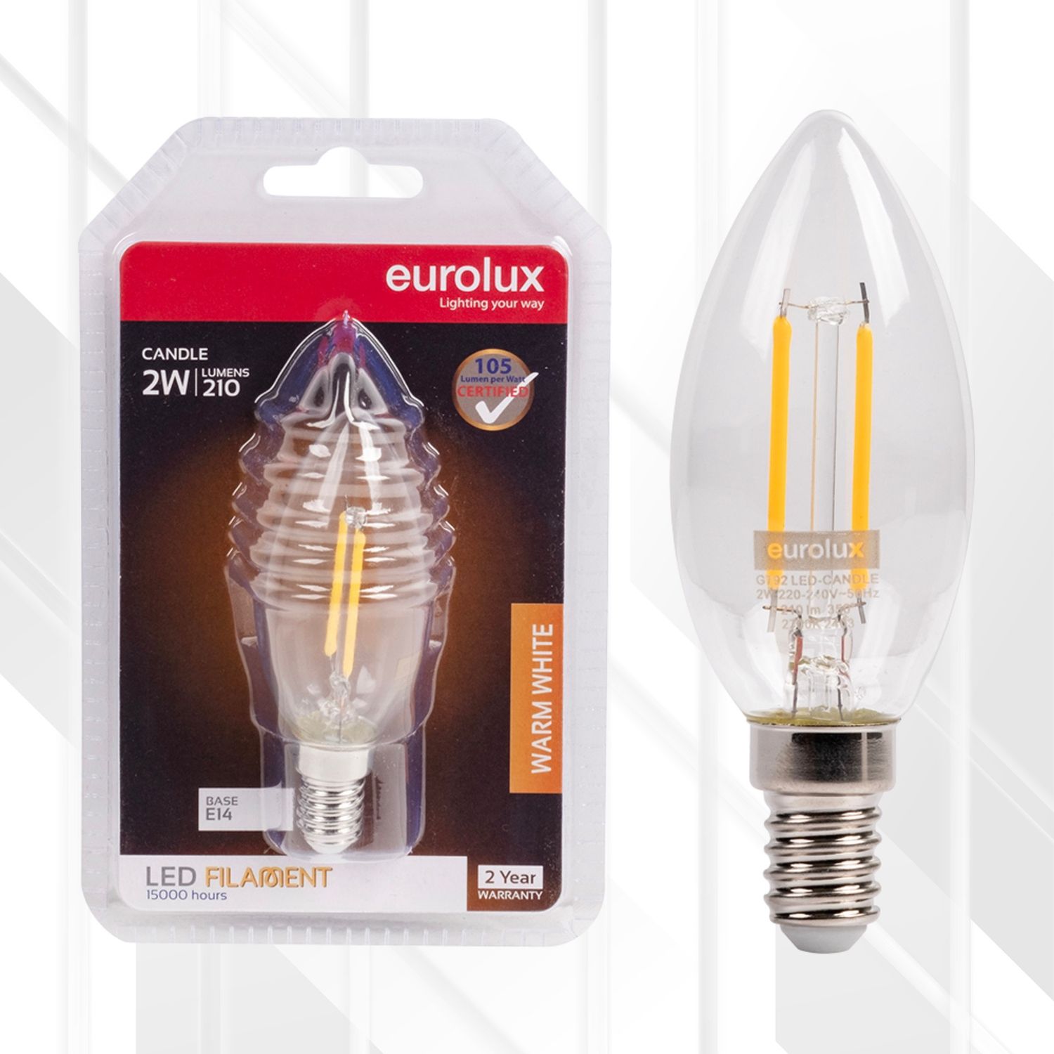 Candle Filament 2W LED E14 2700K