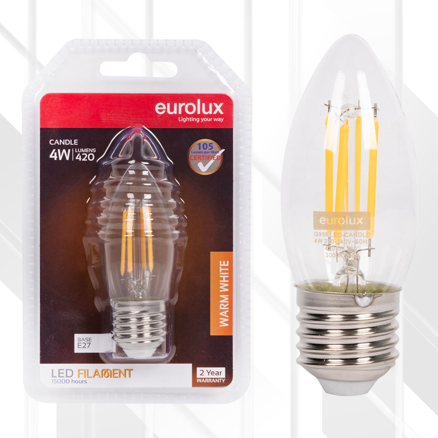 Candle Filament 4W LED E27 3000K