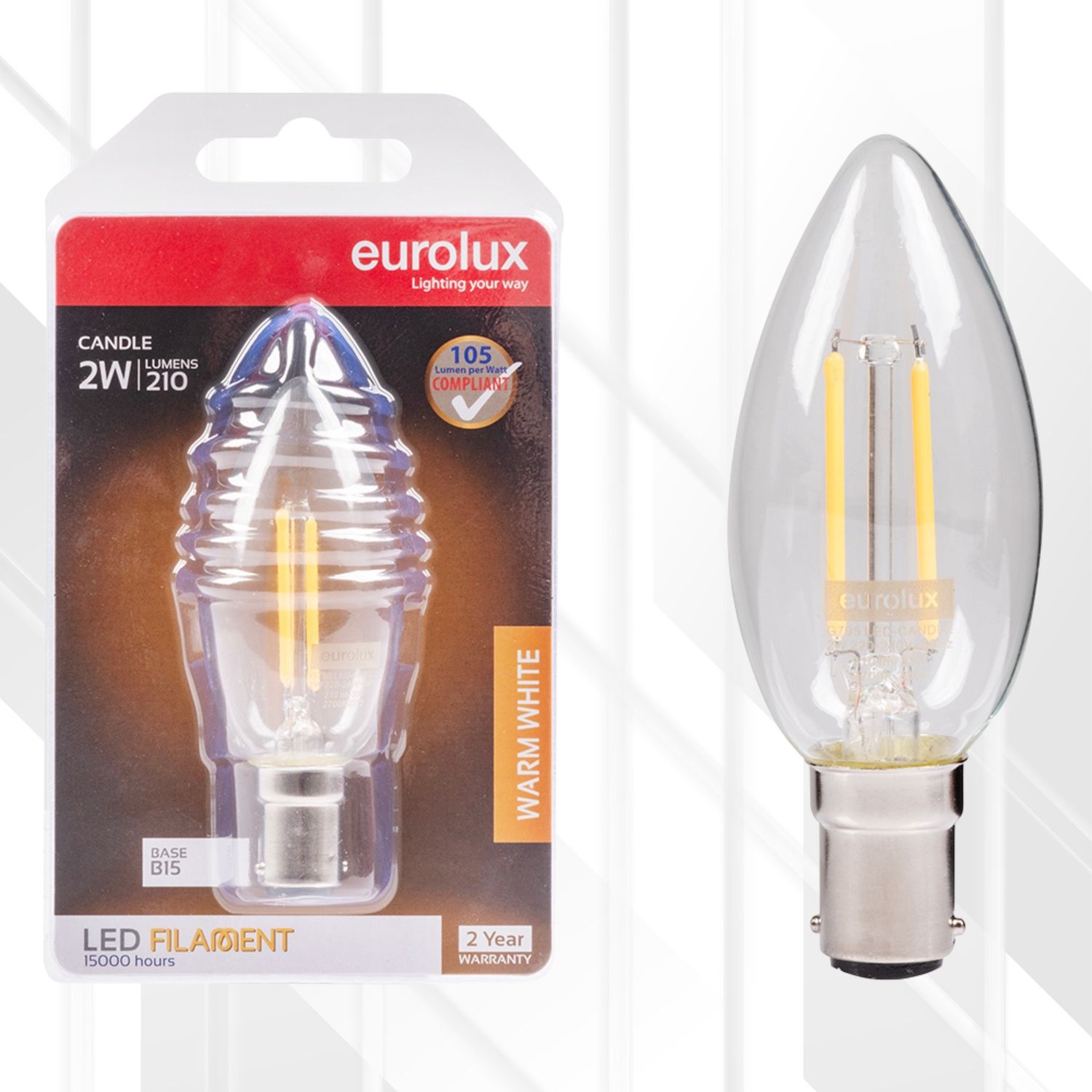 Candle Filament 2W LED B15 2700K