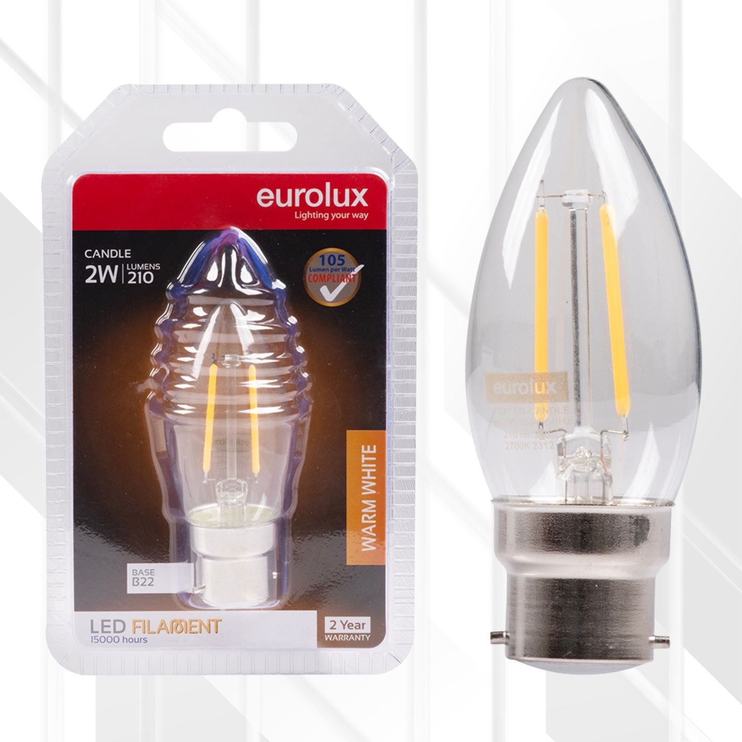 Candle Filament 2W LED B22 2700K