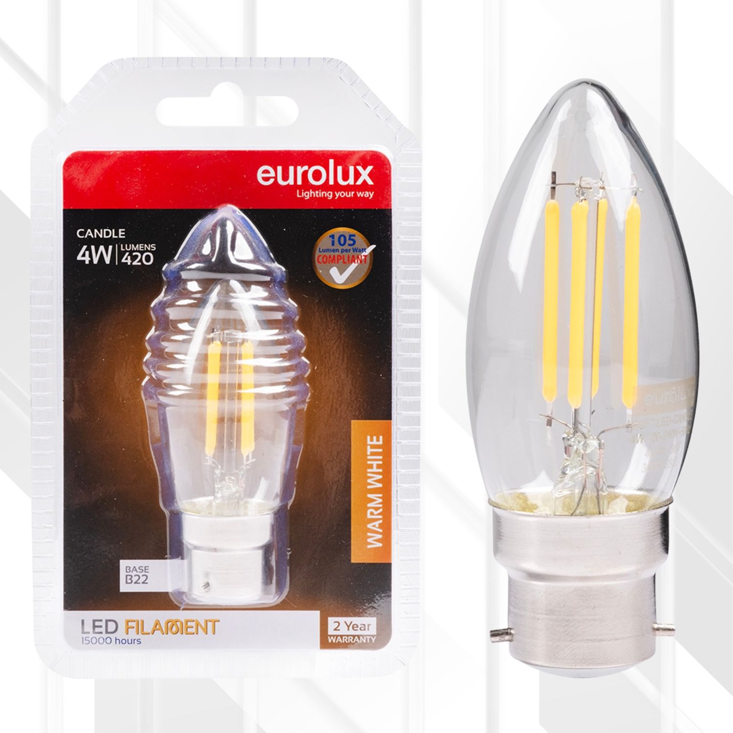 Candle Filament 4W LED B22 3000K