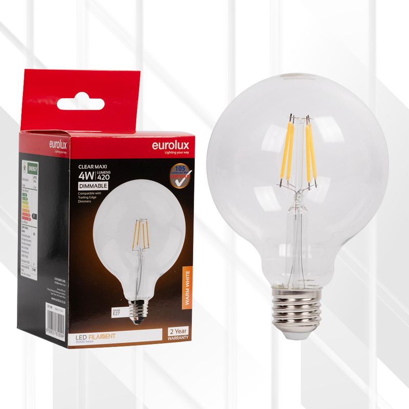 Maxi Globe G95 Filament 4W LED E27 3000K Dimmable