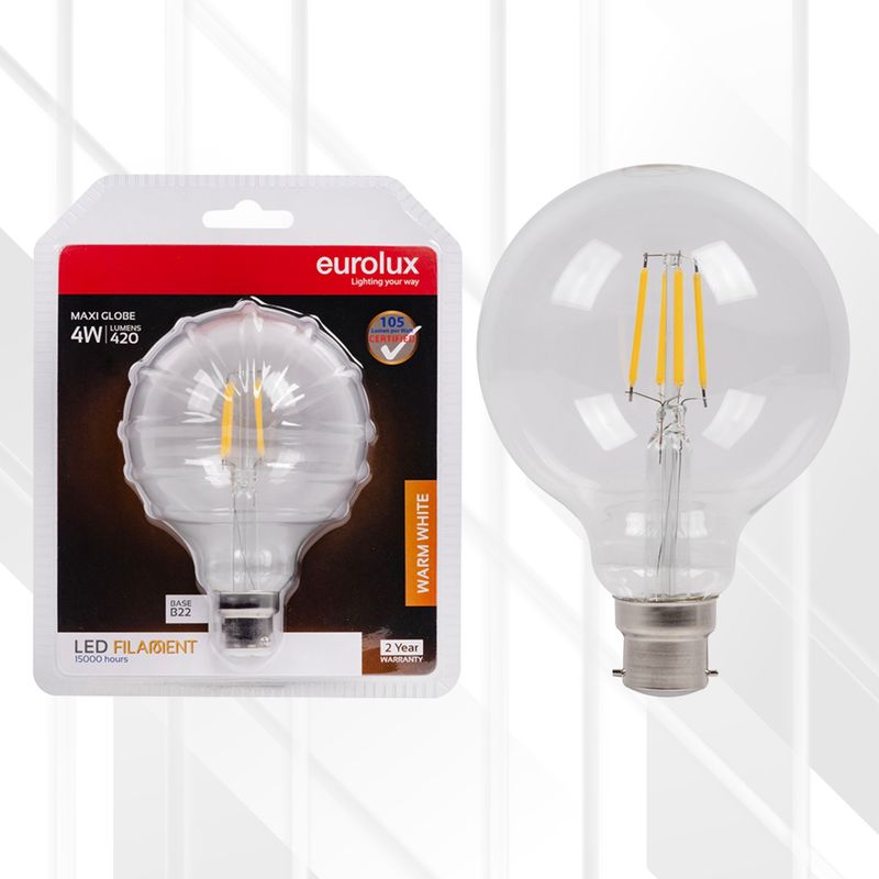 Maxi Globe G95 Filament Clear 4W B22 3000K