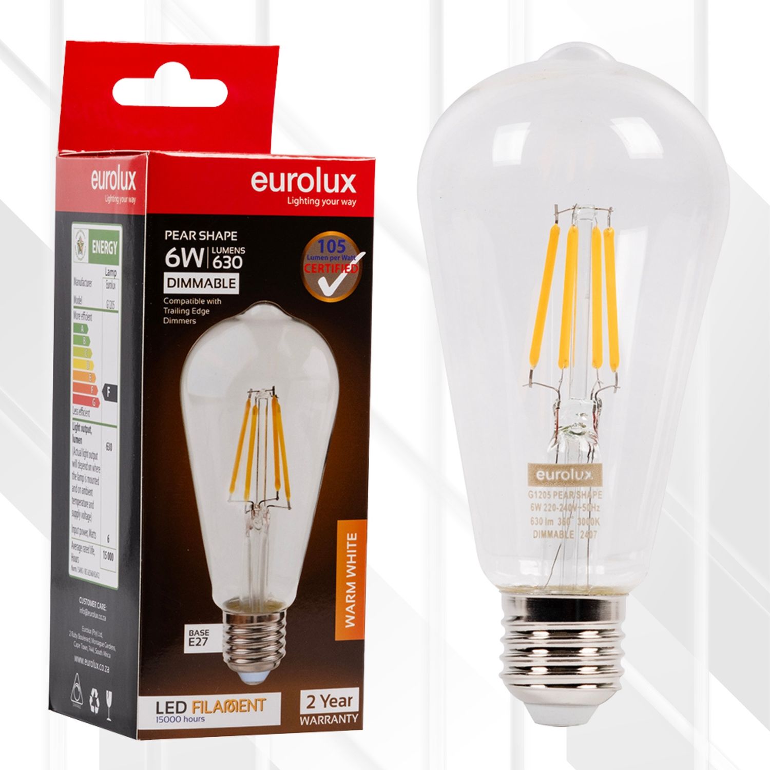 Pear Nipple Filament 6W LED E27 3000K Dimmable
