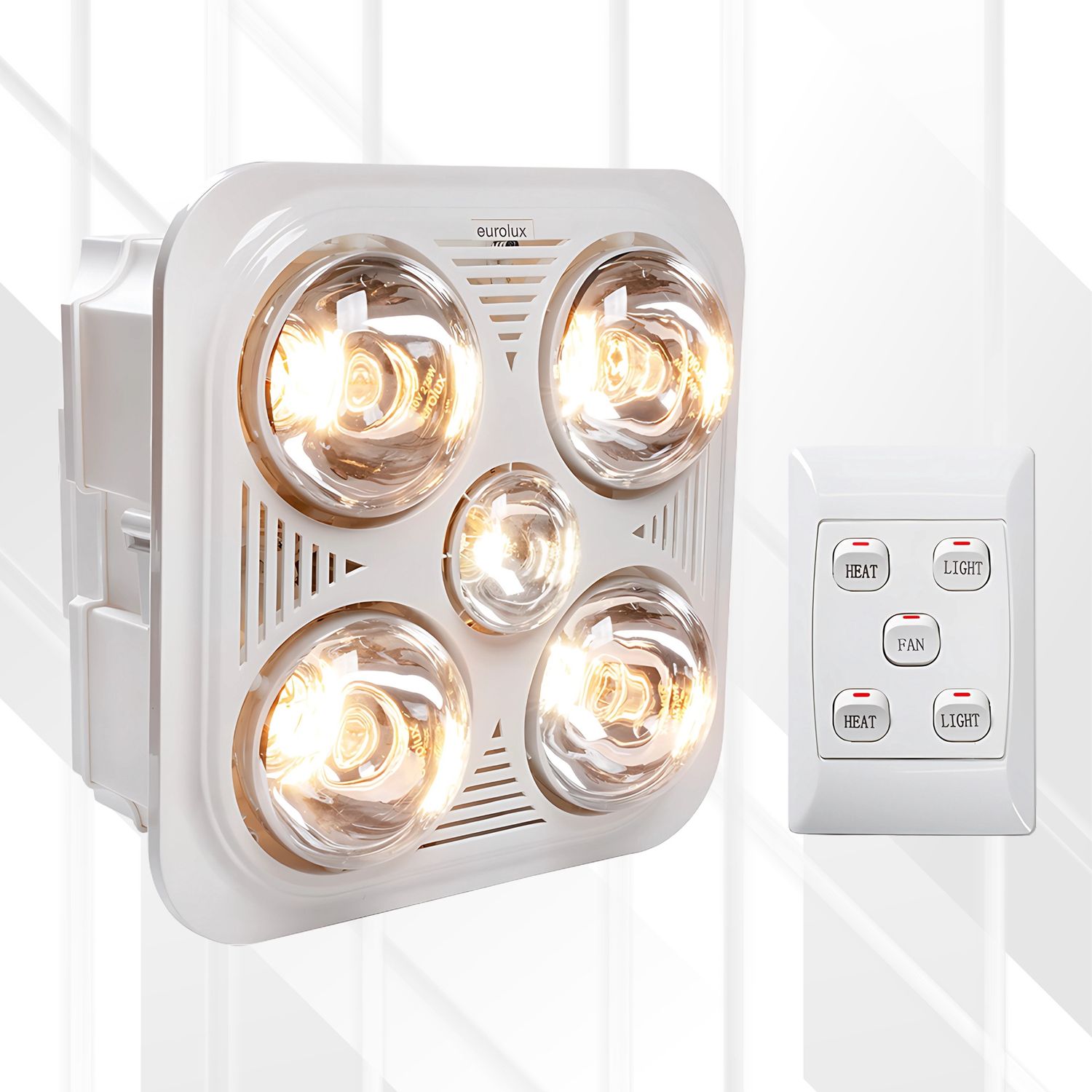 Bathroom 3 in 1 White Heater Light &amp; Extractor, Size: 4 Light