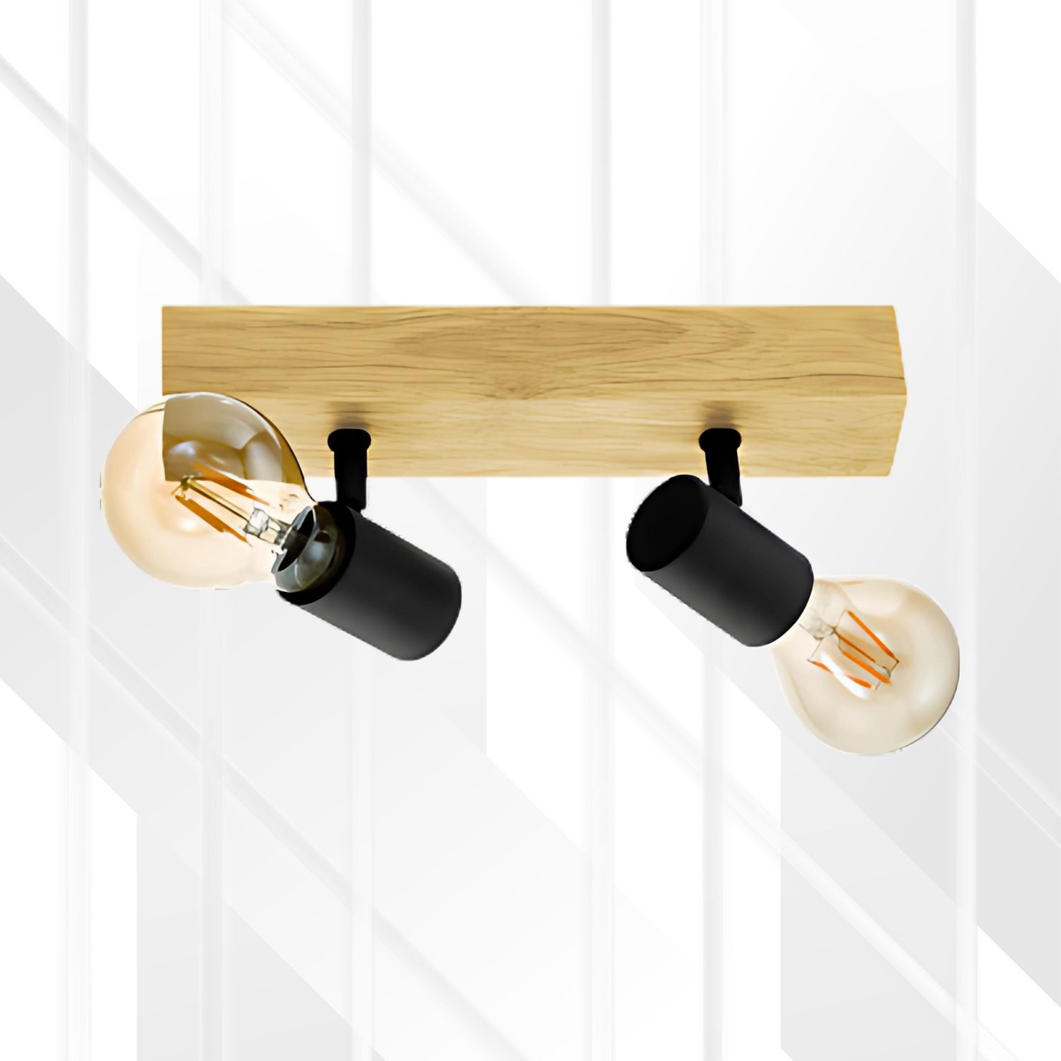 Townshend 3 Spotlight Black &amp; Wood, Size: 2 Light