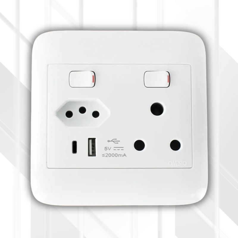 Onesto 16A Switched Socket RSA+ ZA + USB + Type C 4x4