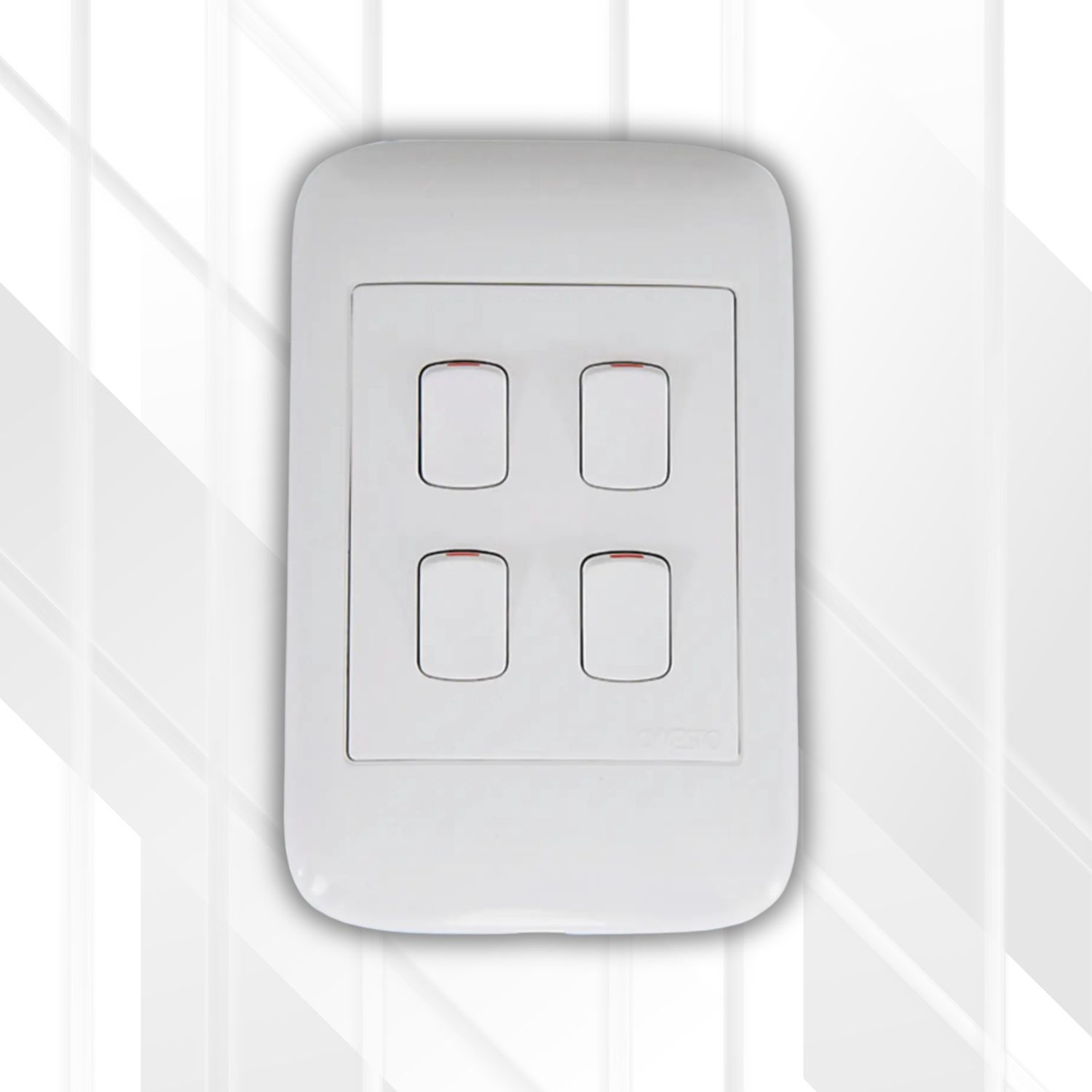 Onesto 4 Lever 1 Way Switch Complete 4x2, Colour: White