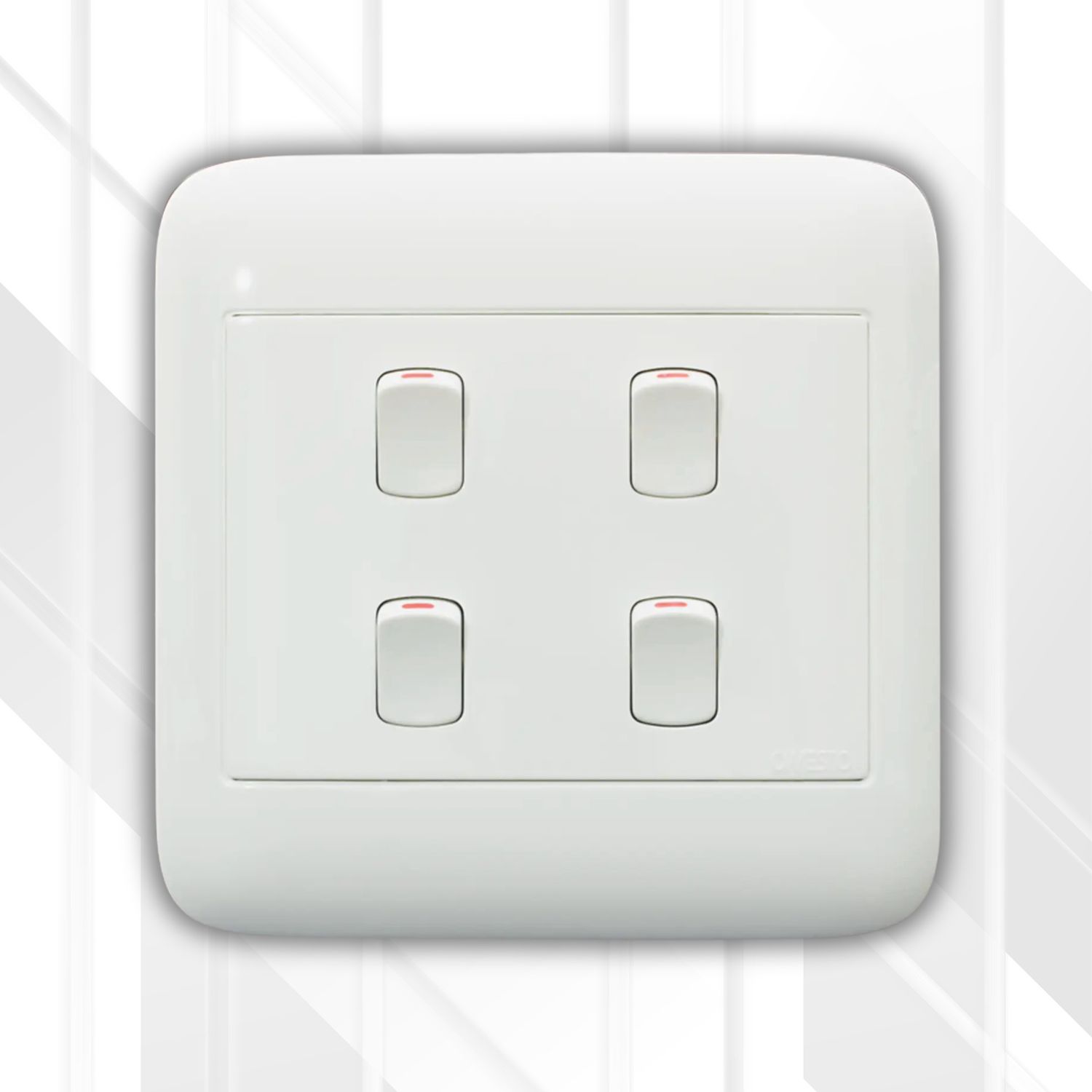 Onesto 4 Lever 1 Way Switch Complete 4x4, Colour: White
