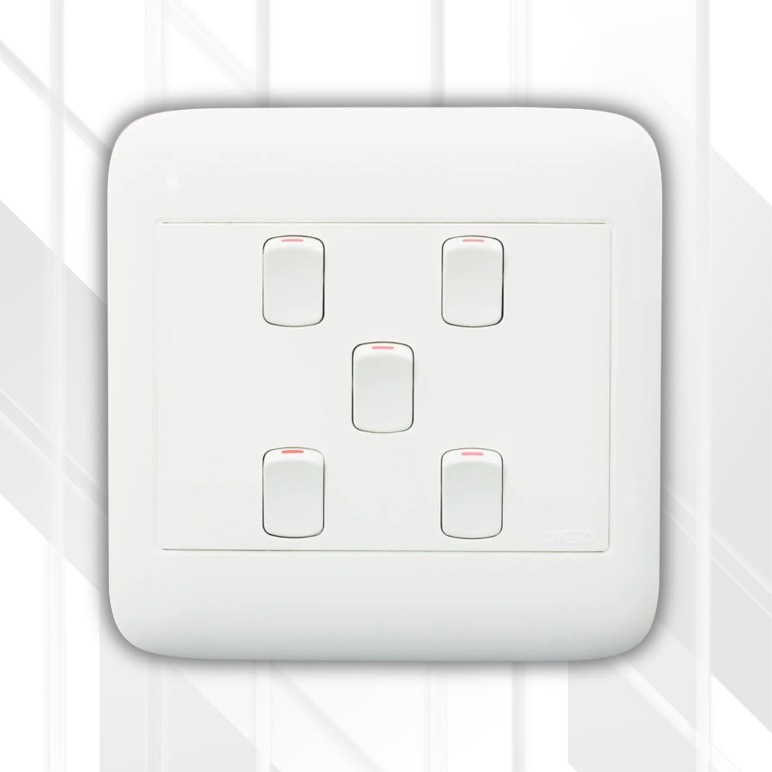 Onesto 5 Lever 1 Way Switch Complete 4x4, Colour: White