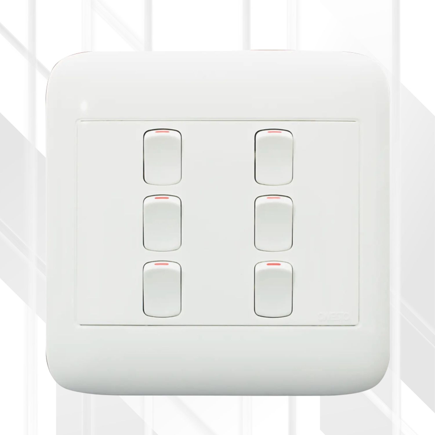 Onesto 6 Lever 1 Way Switch Complete 4x4, Colour: White