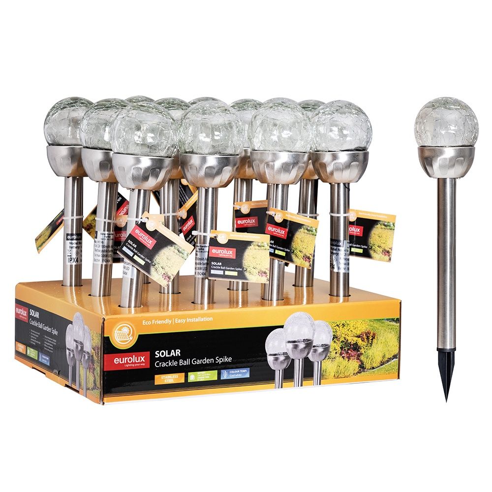 Solar Mini Crackle Ball Post Light