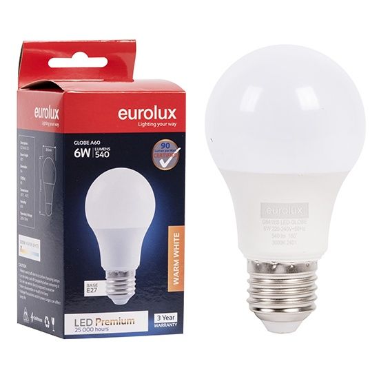 A60 Premium 6w LED E27 3000K N - G641ES