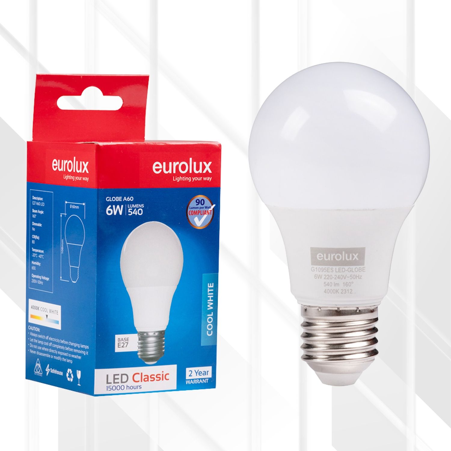 A60 Classic 6W LED E27 4000K, Quantity: Single