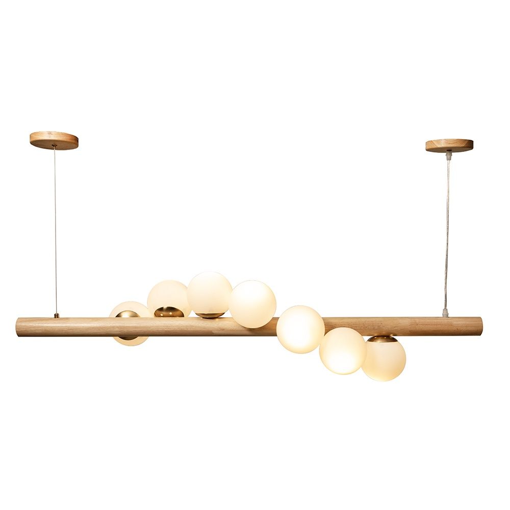 Astral Beam Pendant Wood &amp; White G9 LED 7x3w - P1334