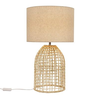 Zanie NAL Table Lamp Nature Woven Rattan with Fabric Shade - T654N