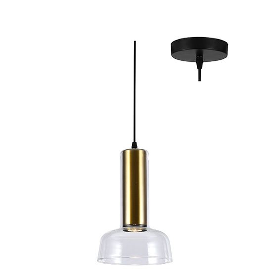 Zenith Glass Pendant Brass GU10 LED 15w