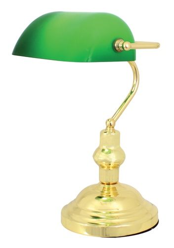 Bankers Table Lamp 230mm Polished Brass - T9GNPB