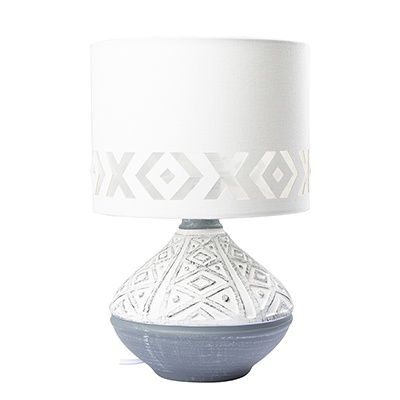 Bali Table Lamp Grey &amp; White E27 1x40w - T650BL