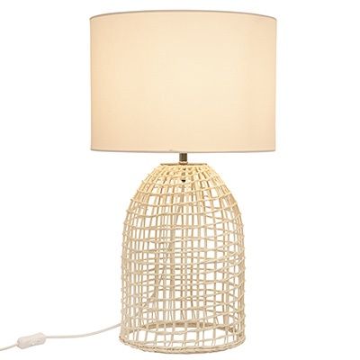 Zanie WH Table Lamp White Woven Rattan with Fabric Shade - T654W