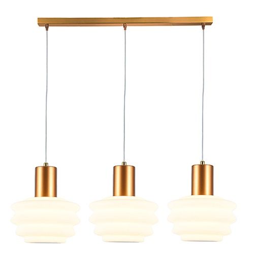 Beehive Trio Pendant White &amp; Brass LED 18w 3000K - P1318