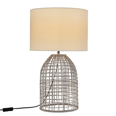 Zanie G Table Lamp Grey Woven Rattan with Fabric Shade - T654GY