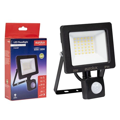 LED 30w Floodlight Black with Sensor Blister