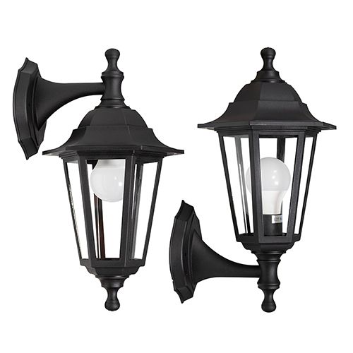 Plastic Lantern 6 Panel Up &amp; Down Facing Black