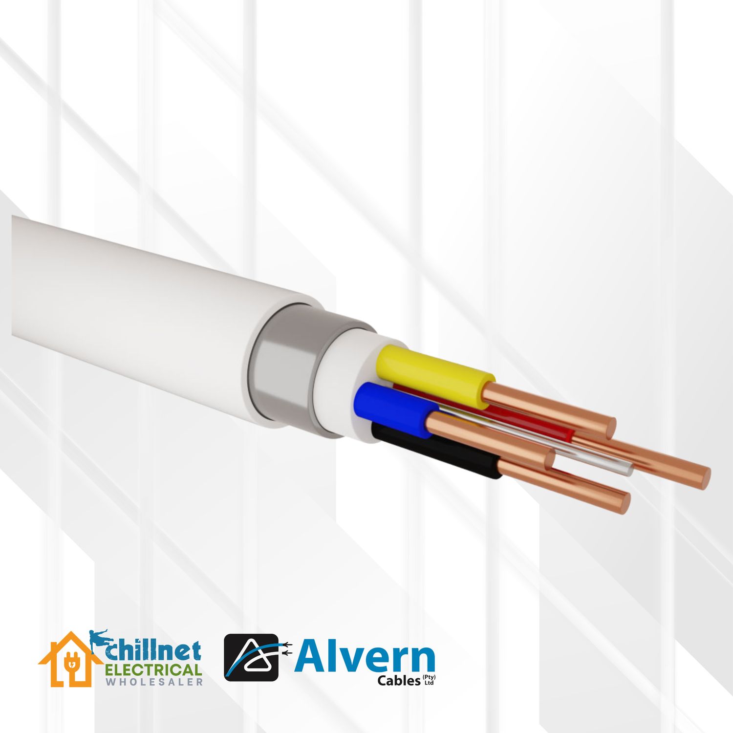 Surfix 6MM 4CORE+E White (ALFIX), Quantity: Cut Per Meter