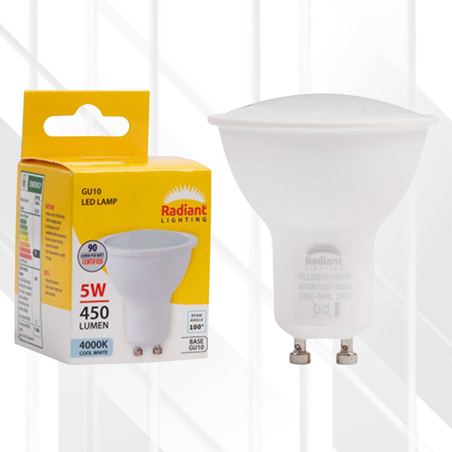 GU10 Frosted Lens 5W LED, Colour Temperature: 4000K (Cool White)