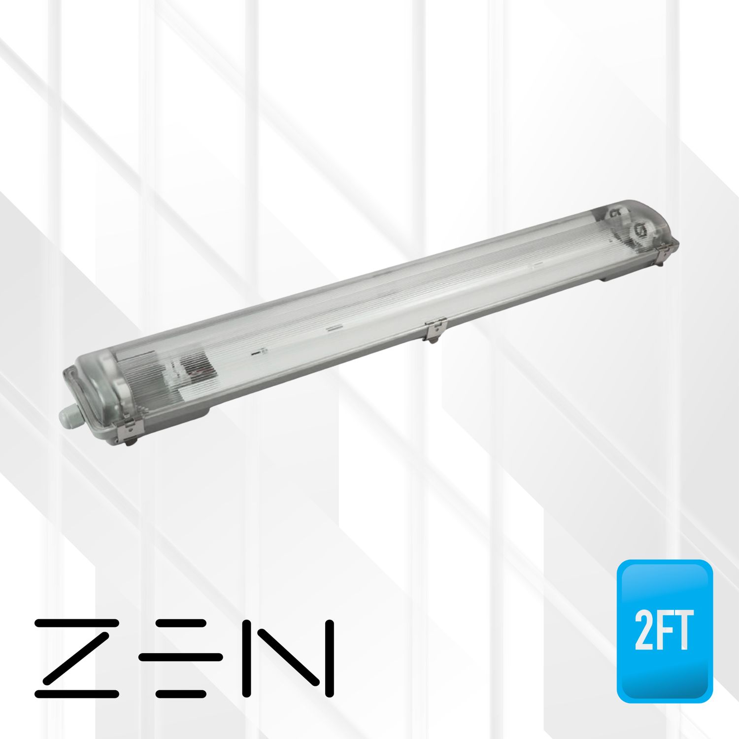 ZEN Tri-Proof 2xT8 PC FX for LED, Size: 2FT