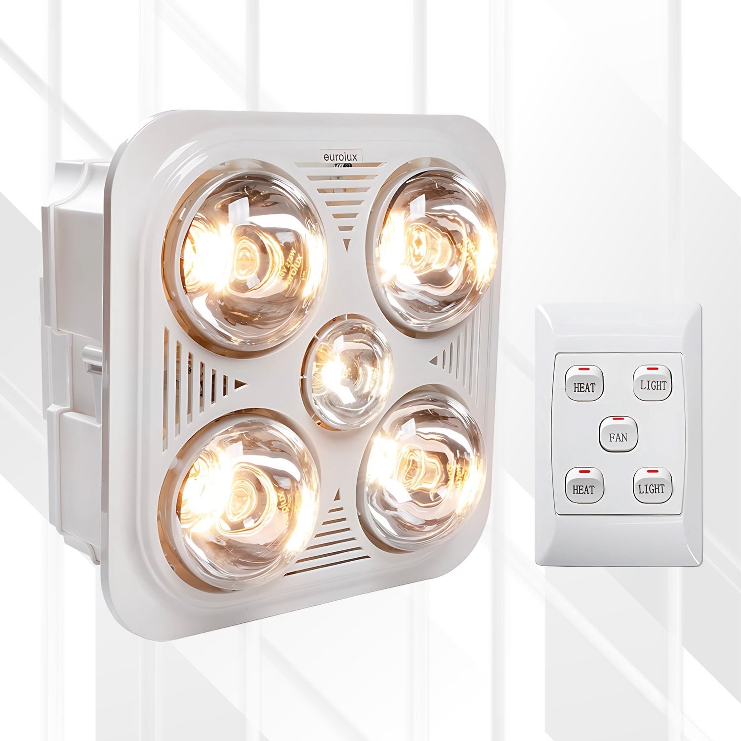 Bathroom 3 in 1 White Heater Light &amp; Extractor, Size: 4 Light