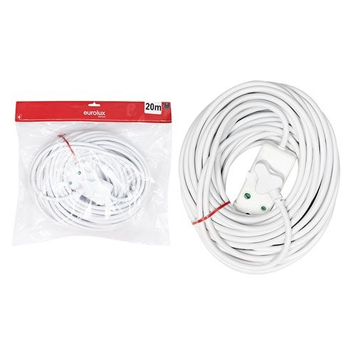 16A Side by Side Coupler Extension Lead (1.5mm x 3 Cores) White 20M