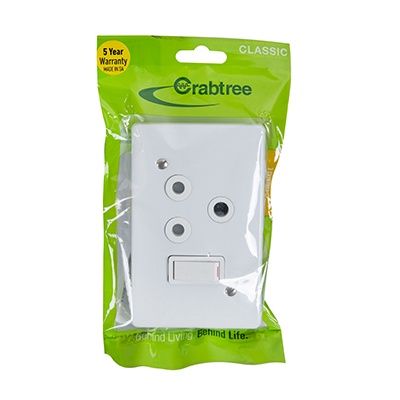 Crabtree Classic Single. Socket Horz.16A 50x100 White