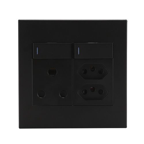 Horizon Modern Single Socket+2 x Euro Black