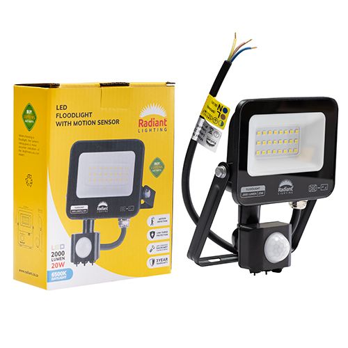 LED 20W Floodlight &amp; Motion Sensor 6500K