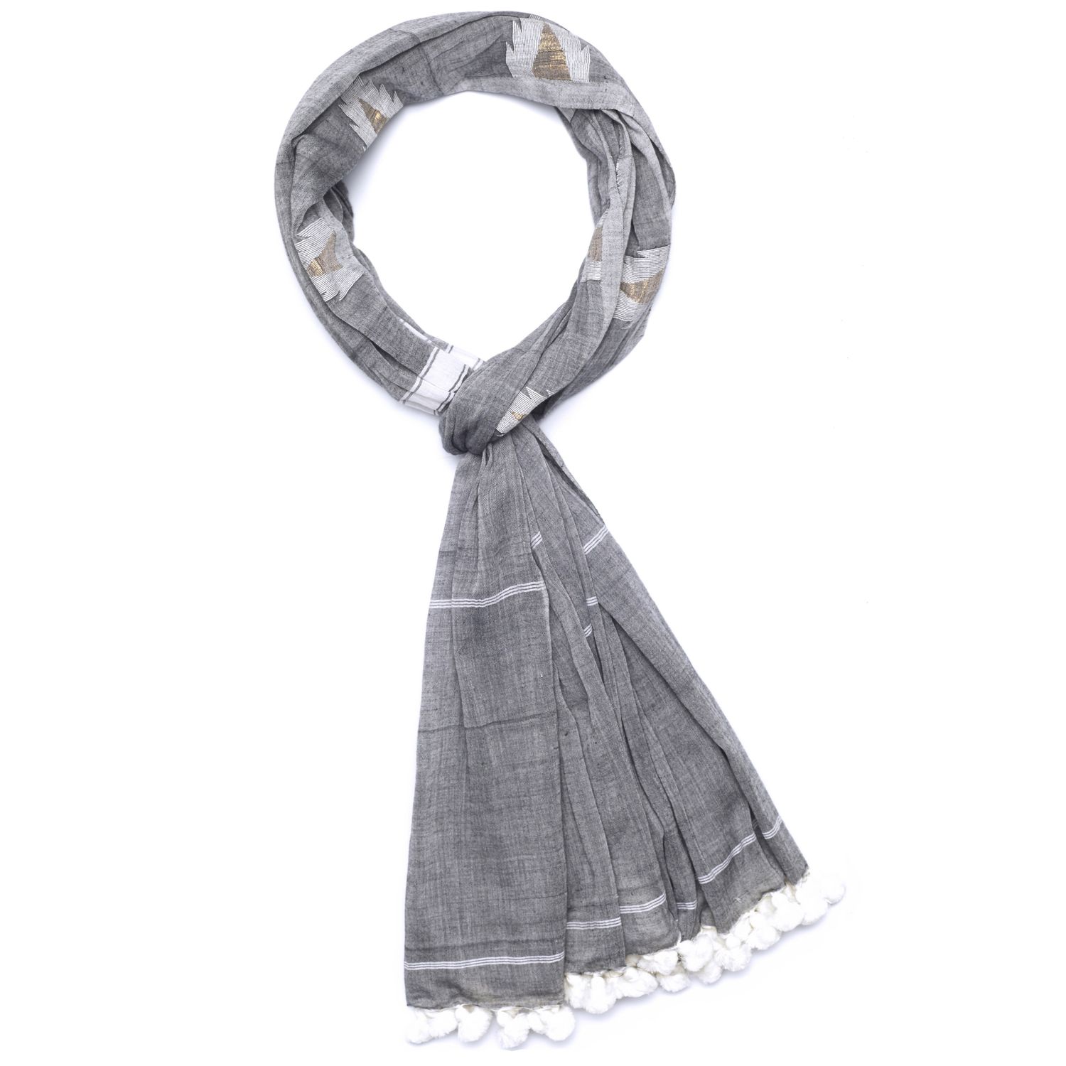 Indigo Handloom Scarf Spark Grey