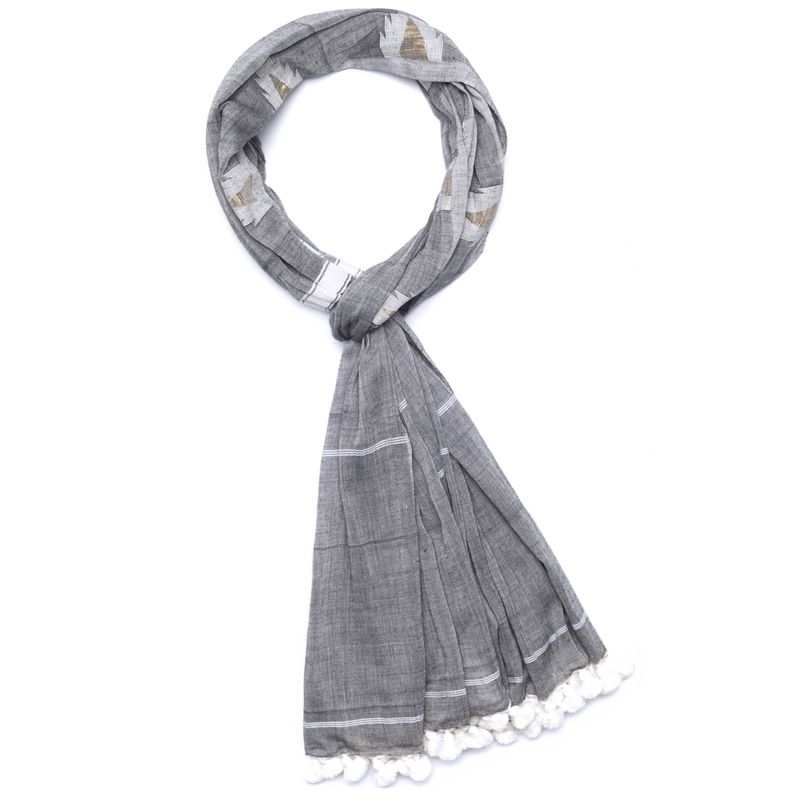 Indigo Handloom Scarf Spark Grey