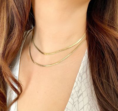 Gold Sahira Herringbone Necklace 16&quot;