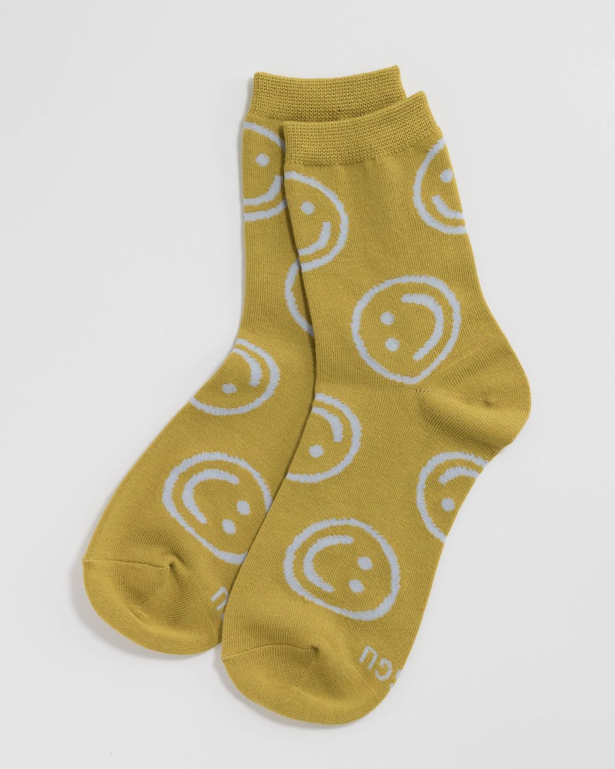 Baggu Crew Socks Ochre Happy
