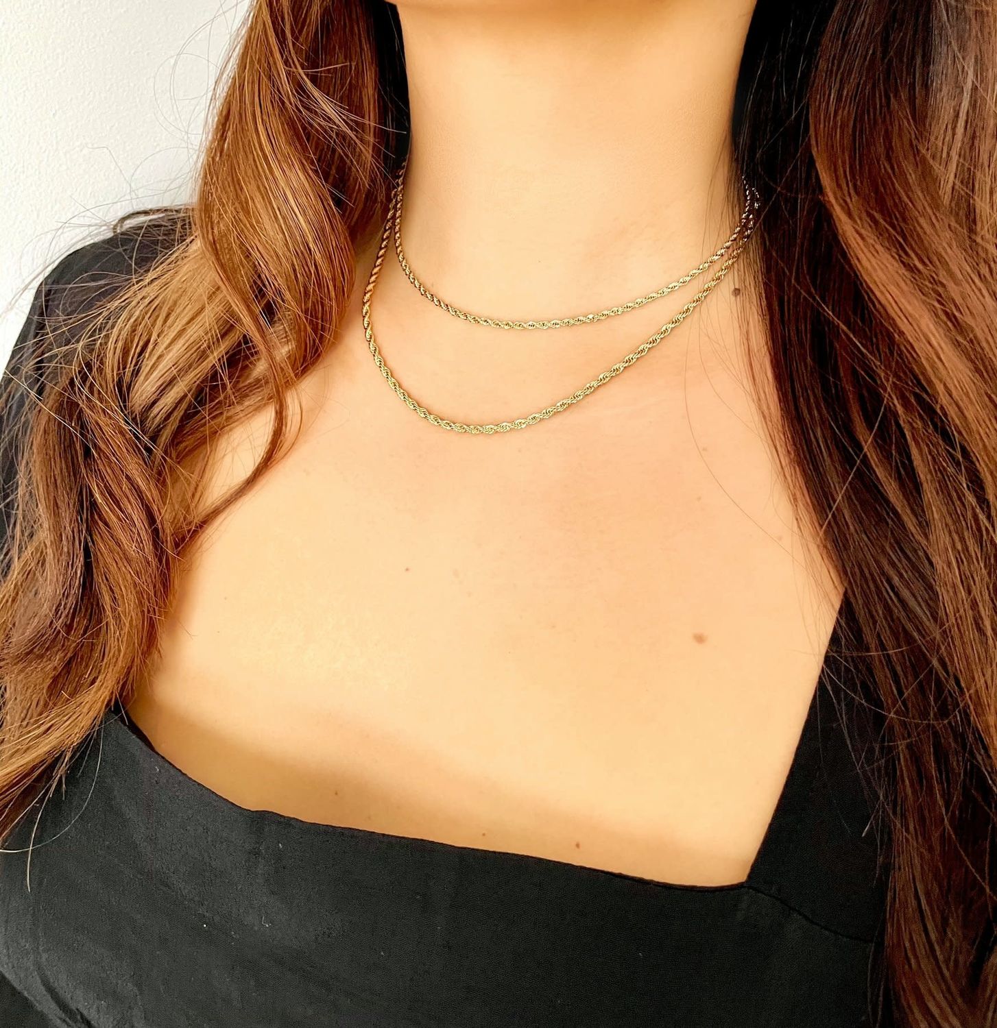 Gold Venice Twist Rope Necklace 18”