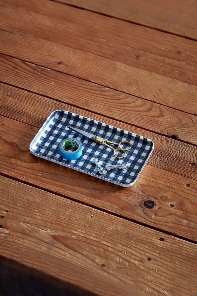 Linen Tray, Color: Navy/White Check, Size: Small