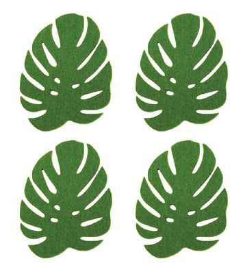 Graf &amp; Lantz Coaster Monstera 4 Pack Loden Green